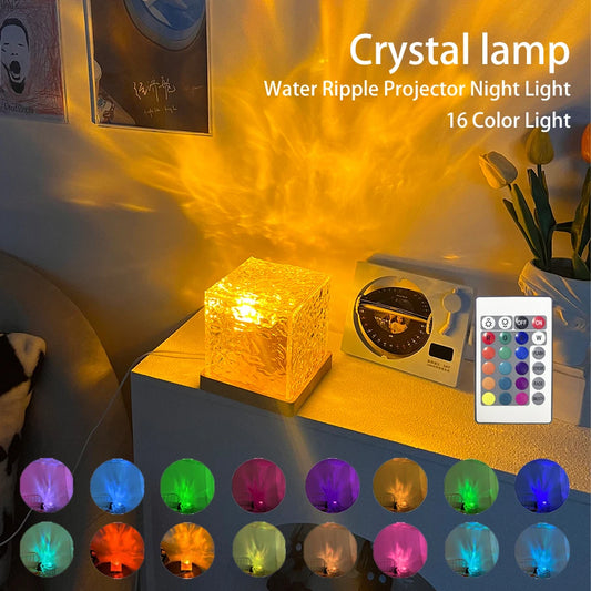 Ocean Wave Aurora Projector Light, A 16 Colour Dynamic Rotating Flame Crystal Lamp