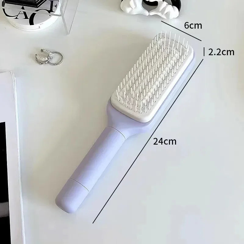 Automatic Self Cleaning Hairbrush, Rotating, Retractable And An Anti Static Massage Comb