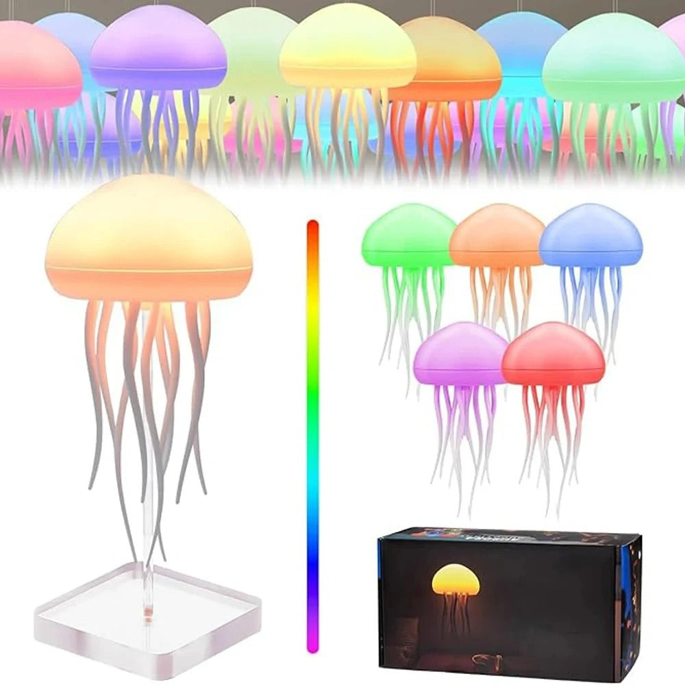 Cute LED Night Light Rotating Jellyfish Cartoon