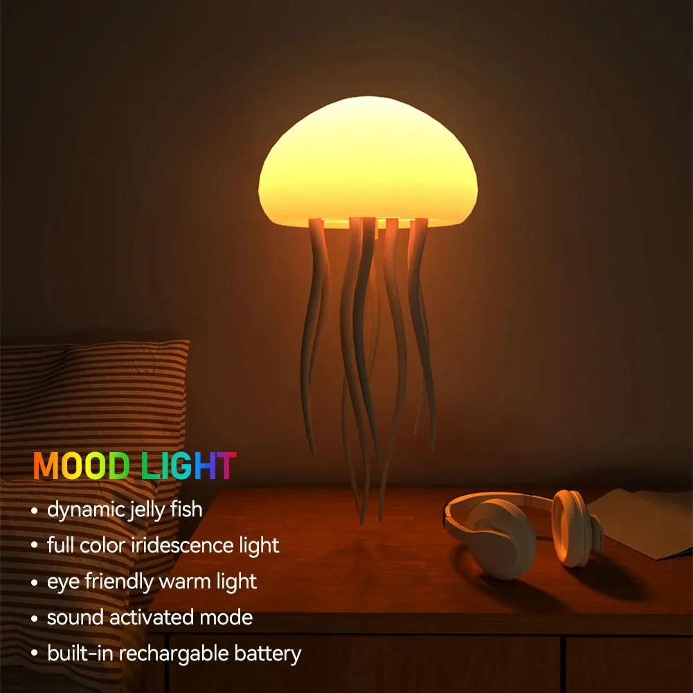 Cute LED Night Light Rotating Jellyfish Cartoon